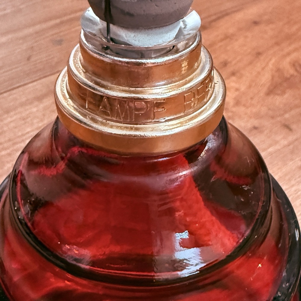 Lampe Berger Oil Fragrance Diffuser Ruby Red Glass Gold Top Paris France Retired - Picture 7 of 7